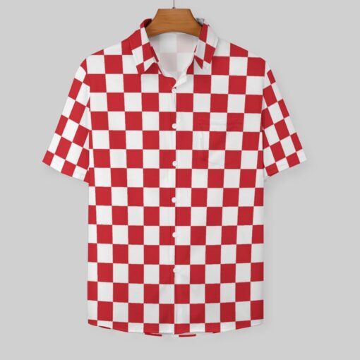 Red & White Checkered Box Short Sleeve Buttons Shirt - Image 2