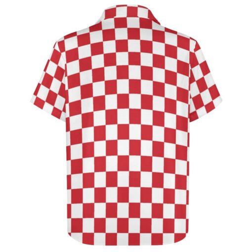 Red & White Checkered Box Short Sleeve Buttons Shirt - Image 4