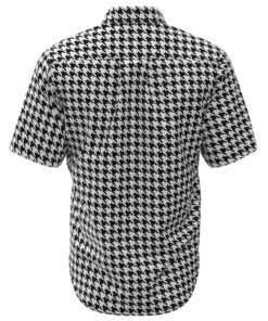 black and white houndstooth button up shirt