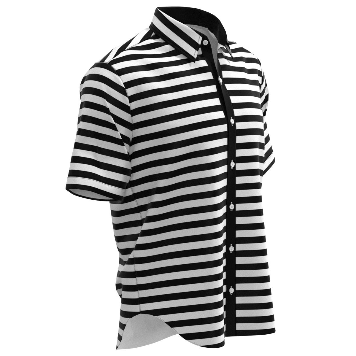 EightyThree XYZ Black & White Horizontal Stripes Mens Buttons Shirt XS-3XL 
