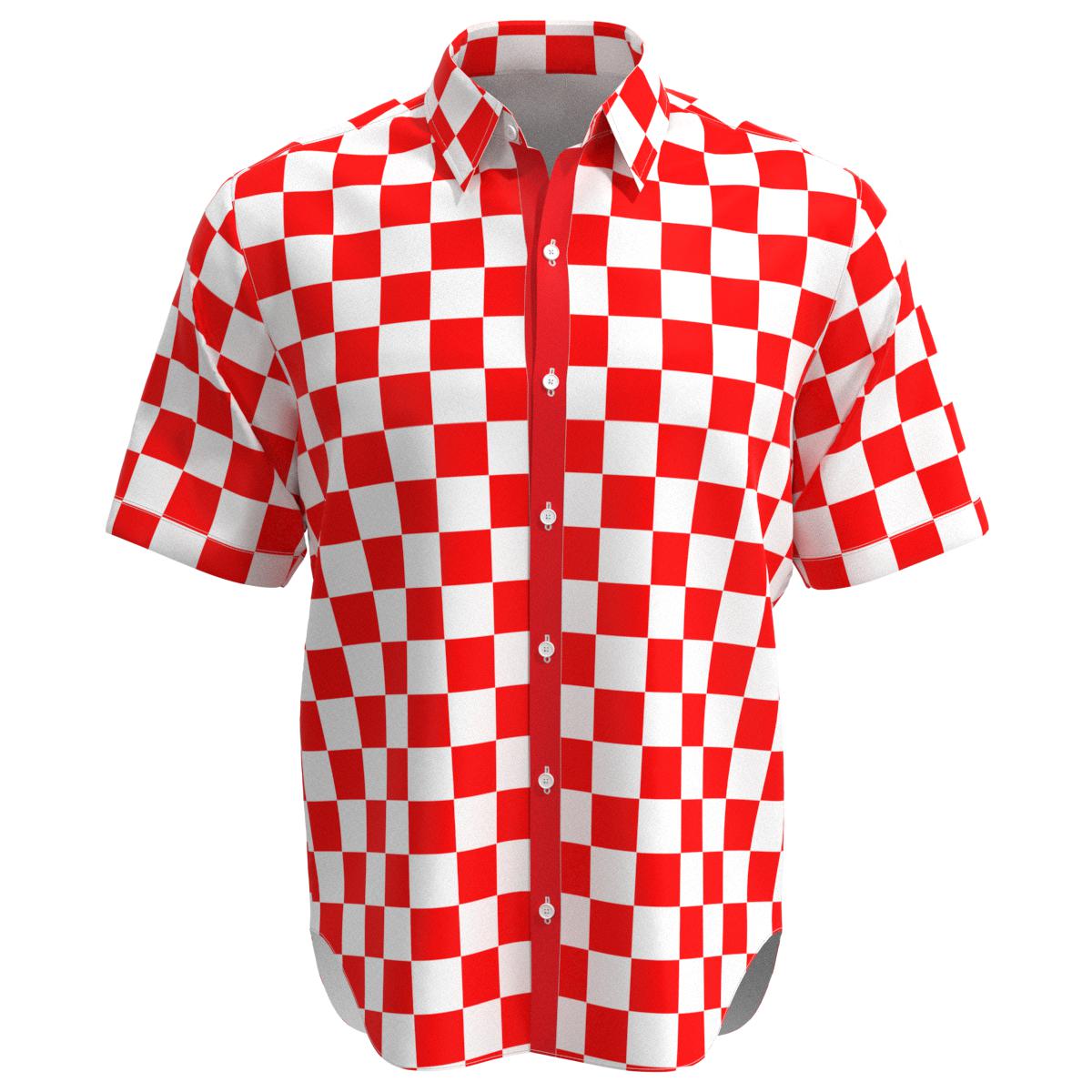 Red & White Checkered Box Short Sleeve Buttons Shirt - EightyThree XYZ ...