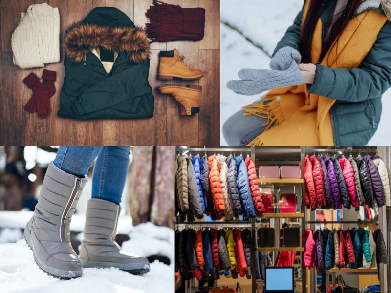 Several necessary clothing items for winter season