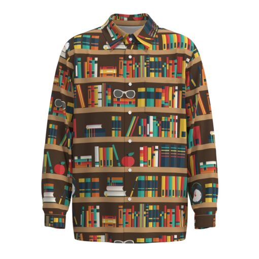 Bibliophile Library Books Bookshelf Librarian Teacher Short Sleeve Button Shirt Long Sleeve Buttons Shirt