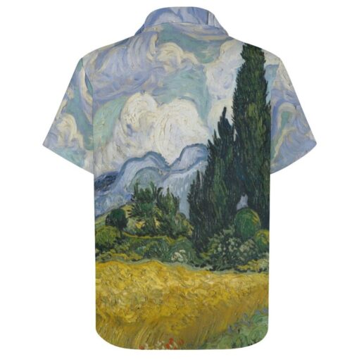 Wheat Field with Cypresses Van Gogh Painting Short Sleeve Buttons Shirt - Image 3