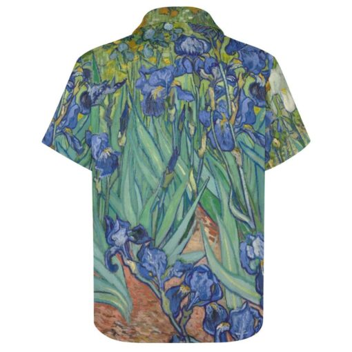 Irises Van Gogh Painting Short Sleeve Button Shirt - Image 2
