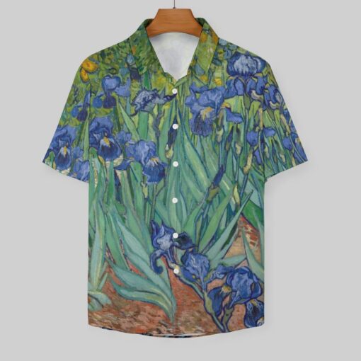 Irises Van Gogh Painting Short Sleeve Button Shirt - Image 4