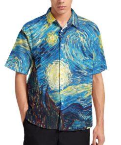 The Starry Night Van Gogh Painting Short Sleeve Buttons Shirt