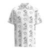 Mickey Mouse Pencil Sketch Drawing Disney Inspired in White Short Sleeve Buttons Shirt