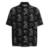 Mickey Mouse Pencil Sketch Drawing Disney Inspired in Black Short Sleeve Buttons Shirt