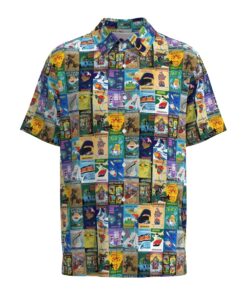 Fantasyland Posters Collage Disney Inspired Short Sleeve Buttons Shirt
