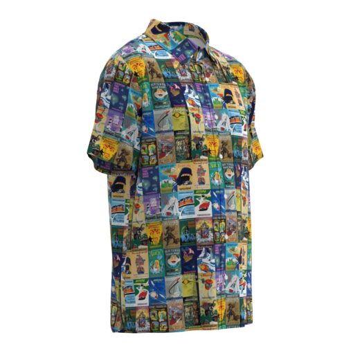 Fantasyland Posters Collage Disney Inspired Short Sleeve Buttons Shirt - Image 2