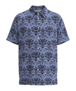 Haunted Mansion Wallpaper Short Sleeve Buttons Shirt