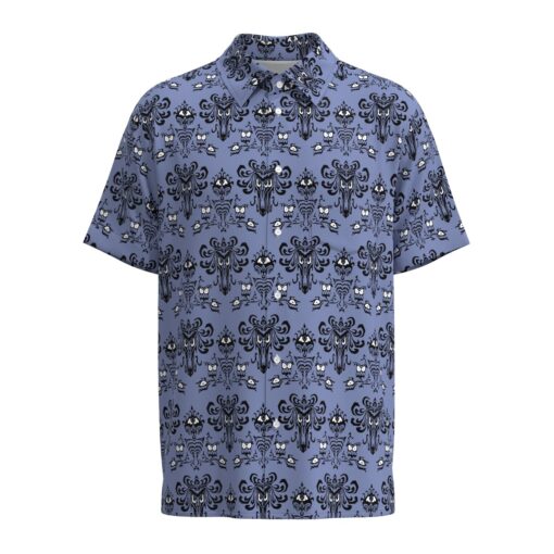 Haunted Mansion Wallpaper Short Sleeve Buttons Shirt