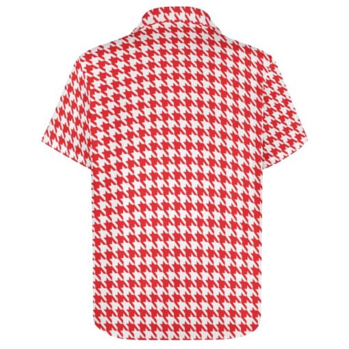 Red & White Houndstooth Short Sleeve Buttons Shirt - Image 3