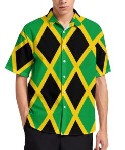 Jamaica Diamonds Short Sleeve Button Shirt