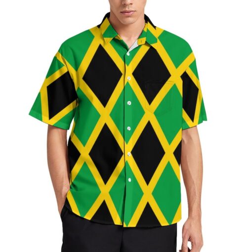 Jamaica Diamonds Short Sleeve Button Shirt