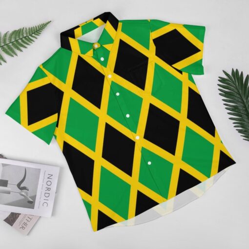 Jamaica Diamonds Short Sleeve Button Shirt - Image 2