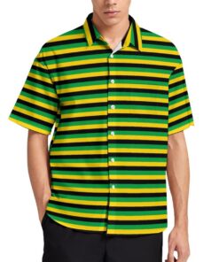 Jamaica Horizontal Stripes Short Sleeve Buttons Shirt