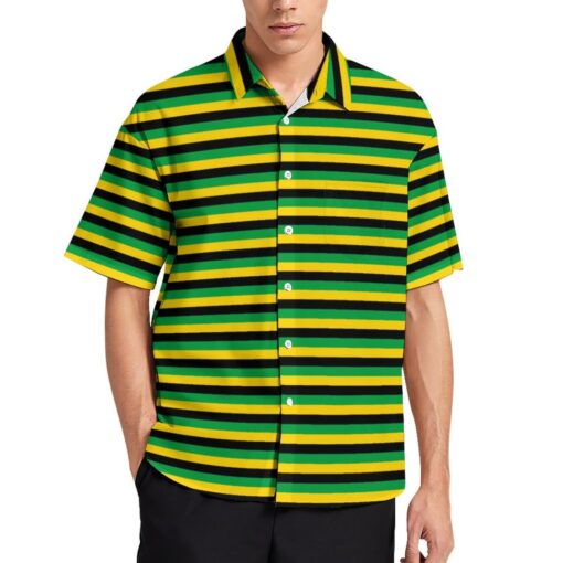 Jamaica Horizontal Stripes Short Sleeve Buttons Shirt