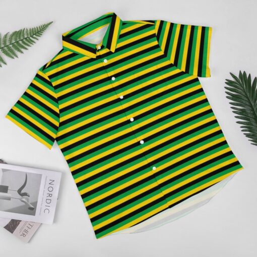 Jamaica Horizontal Stripes Short Sleeve Buttons Shirt - Image 2