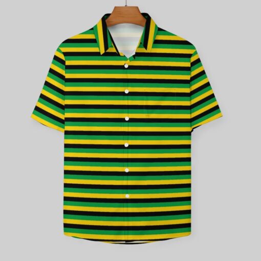 Jamaica Horizontal Stripes Short Sleeve Buttons Shirt - Image 4