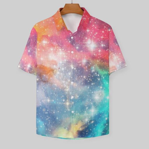 Aqua Space Galaxy Short Sleeve Button Shirt - Image 2