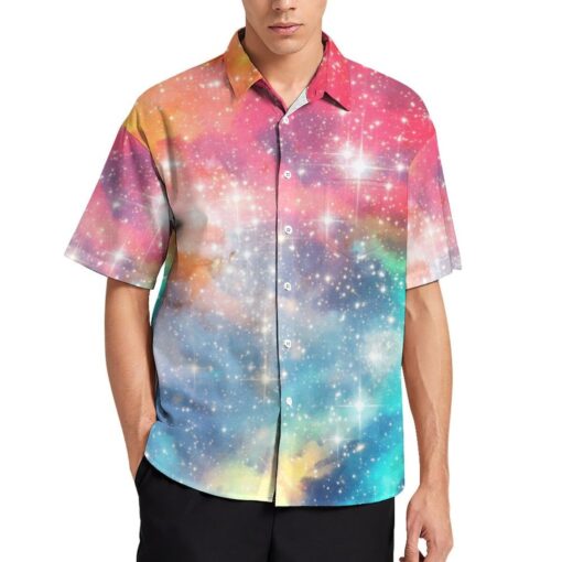 Aqua Space Galaxy Short Sleeve Button Shirt - Image 3