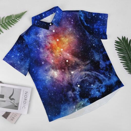 Galaxy Space Explosion Short Sleeve Buttons Shirt - Image 2
