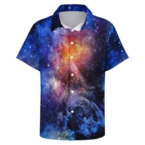 Galaxy Space Explosion Short Sleeve Buttons Shirt - Image 4