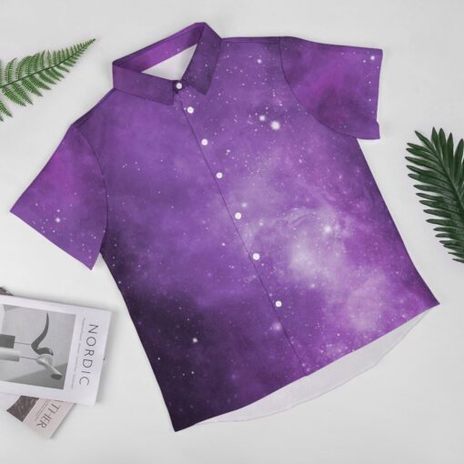 Purple Universe Dust Short Sleeve Buttons Shirt