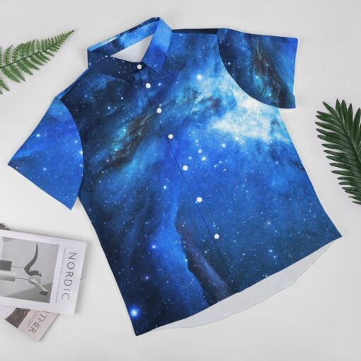 Enigma Galaxy Clouds Short Sleeve Buttons Shirt
