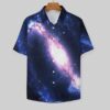Spiral Galaxy Stars Short Sleeve Buttons Shirt