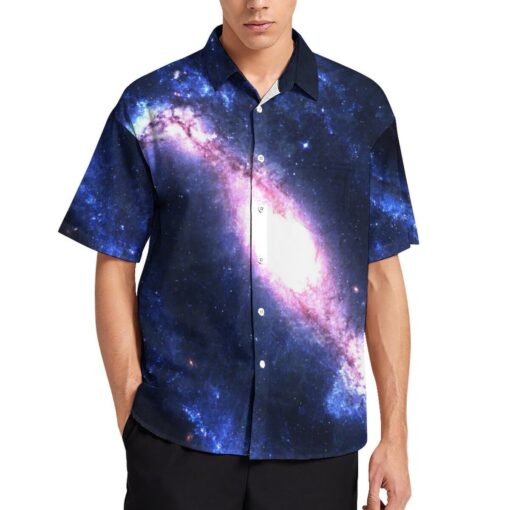 Spiral Galaxy Stars Short Sleeve Buttons Shirt - Image 2