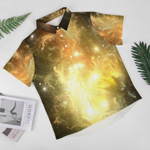 Storming Fire Galaxy Short Sleeve Buttons Shirt