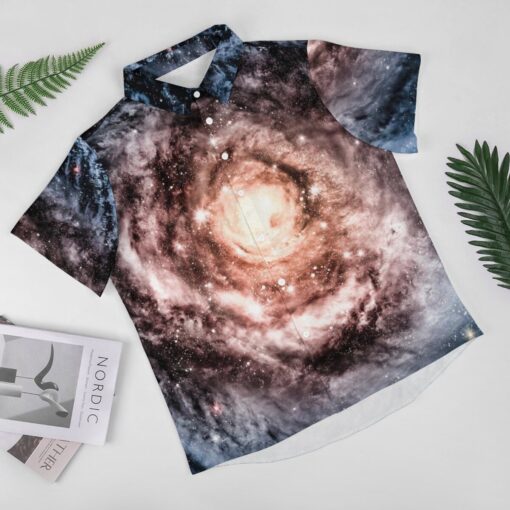 Storming Galaxy Clouds Short Sleeve Buttons Shirt - Image 2