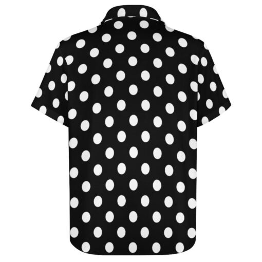 White Dots on Black Polka Dot Short Sleeve Buttons Shirt - Image 4