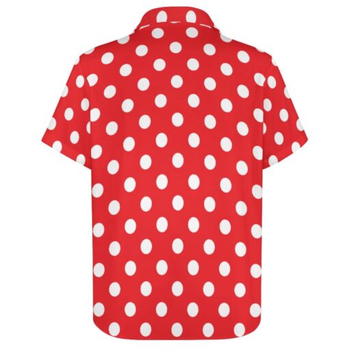 White Dots on Red Polka Dot Short Sleeve Buttons Shirt - Image 3