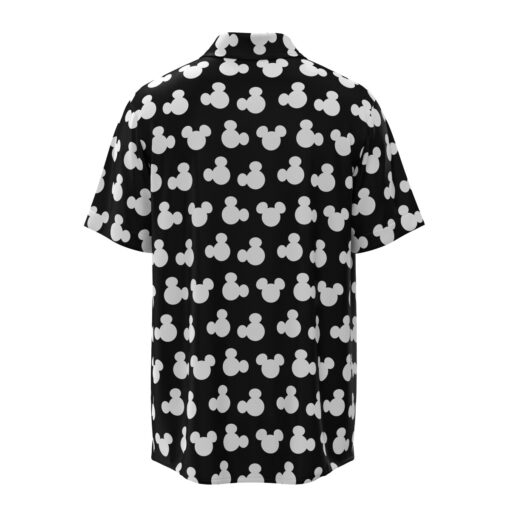 Mickey Mouse Silhouette Ears Polka Dot Disney Inspired in Black Short Sleeve Buttons Shirt - Image 4