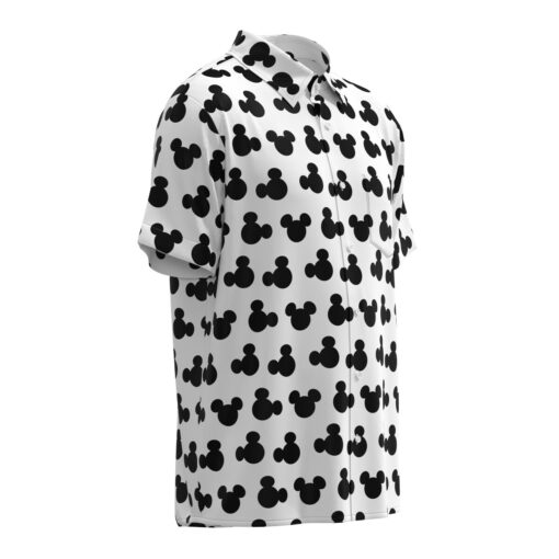 Mickey Mouse Silhouette Ears Polka Dot Disney Inspired in White Short Sleeve Buttons Shirt - Image 2