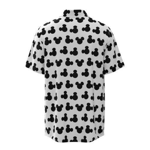 Mickey Mouse Silhouette Ears Polka Dot Disney Inspired in White Short Sleeve Buttons Shirt - Image 4