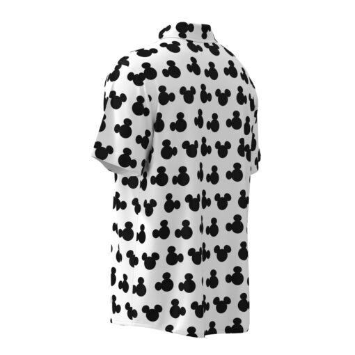 Mickey Mouse Silhouette Ears Polka Dot Disney Inspired in White Short Sleeve Buttons Shirt - Image 3
