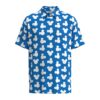 Mickey Mouse Silhouette Ears Polka Dot Disney Inspired in Blue Short Sleeve Buttons Shirt