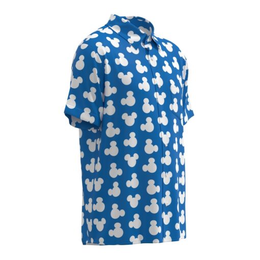 Mickey Mouse Silhouette Ears Polka Dot Disney Inspired in Blue Short Sleeve Buttons Shirt - Image 2