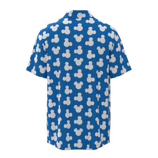 Mickey Mouse Silhouette Ears Polka Dot Disney Inspired in Blue Short Sleeve Buttons Shirt - Image 4