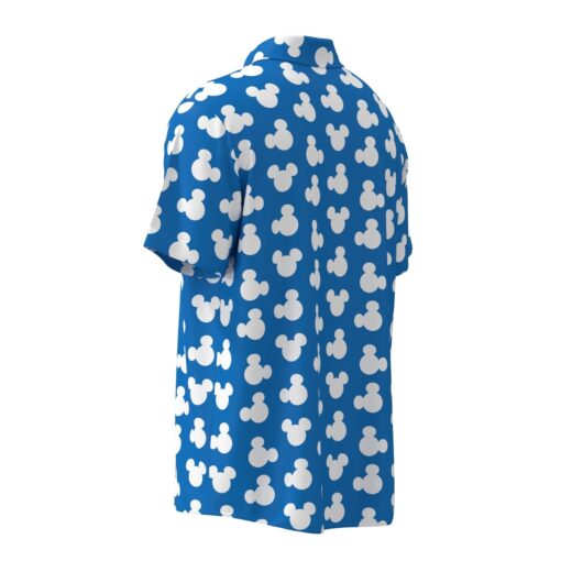 Mickey Mouse Silhouette Ears Polka Dot Disney Inspired in Blue Short Sleeve Buttons Shirt - Image 3