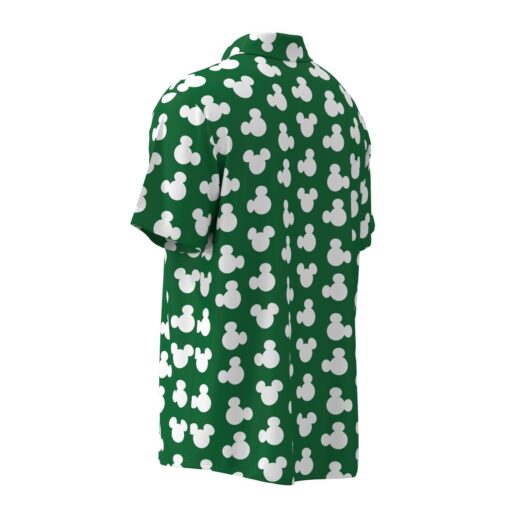 Mickey Mouse Silhouette Ears Polka Dot Disney Inspired in Green Short Sleeve Buttons Shirt - Image 3