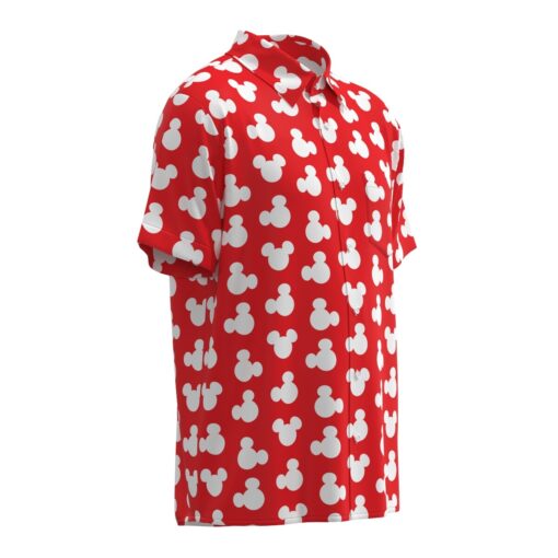 Mickey Mouse Silhouette Ears Polka Dot Disney Inspired in Red Short Sleeve Buttons Shirt - Image 2