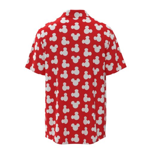 Mickey Mouse Silhouette Ears Polka Dot Disney Inspired in Red Short Sleeve Buttons Shirt - Image 4