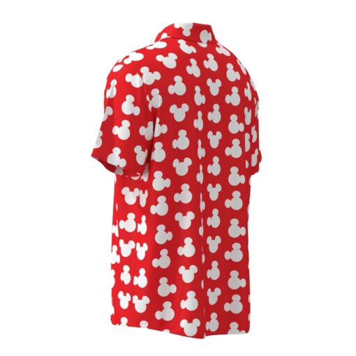 Mickey Mouse Silhouette Ears Polka Dot Disney Inspired in Red Short Sleeve Buttons Shirt - Image 3