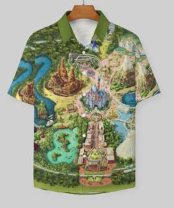 Disneyland Colorful Map Short Sleeve Button Shirt